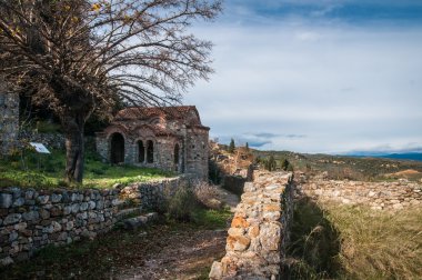 Mystras Bizans Kalesi şehrin kalıntıları