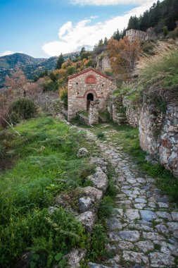 Mystras Bizans Kalesi şehrin kalıntıları