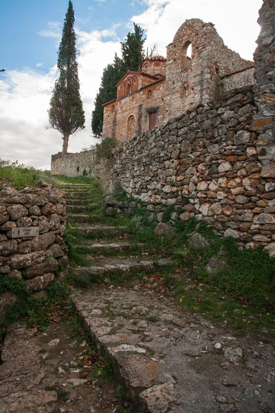 Ερείπια του Βυζαντινού κάστρου πόλη του Μυστρά — Φωτογραφία Αρχείου