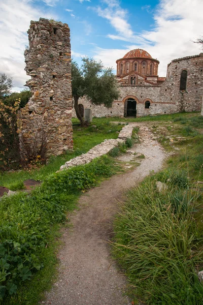 Pozůstatky byzantského hradu městě Mystras — Stock fotografie