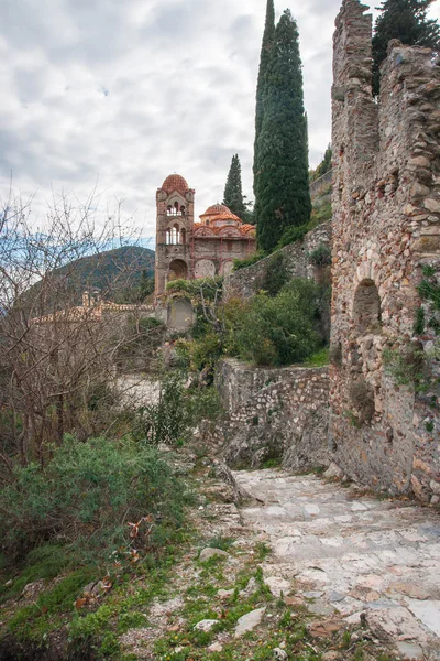 Mystras Bizans Kalesi şehrin kalıntıları — Stok fotoğraf