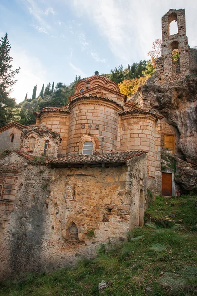 Pozůstatky byzantského hradu městě Mystras — Stock fotografie