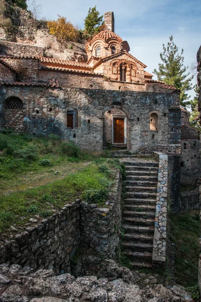 Mystras Bizans Kalesi şehrin kalıntıları — Stok fotoğraf