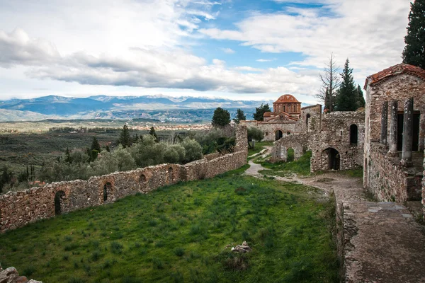 Ruinas del castillo bizantino ciudad de Mystras Fotos de stock libres de derechos