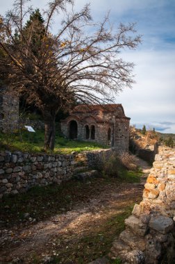 Mystras Bizans Kalesi şehrin kalıntıları