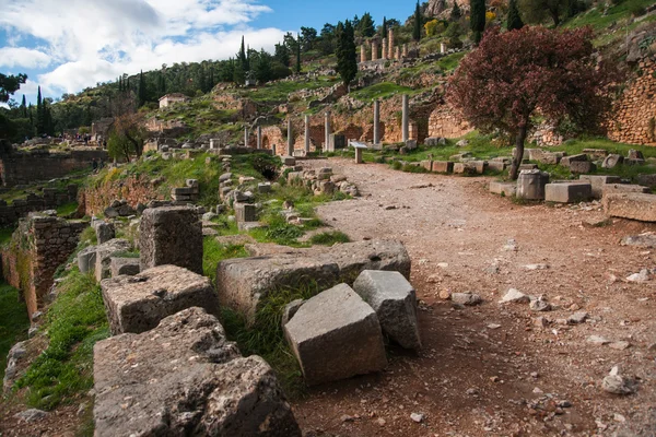 Starověké řecké ruiny v Delphi — Stock fotografie