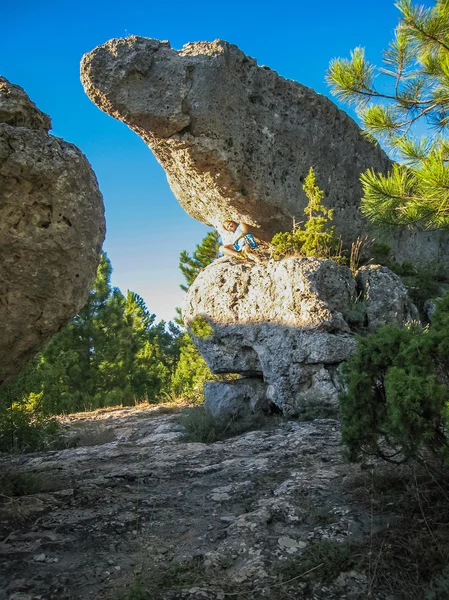 Unika klippformationer i förtrollade staden Cuenca, Castilla la — Stockfoto