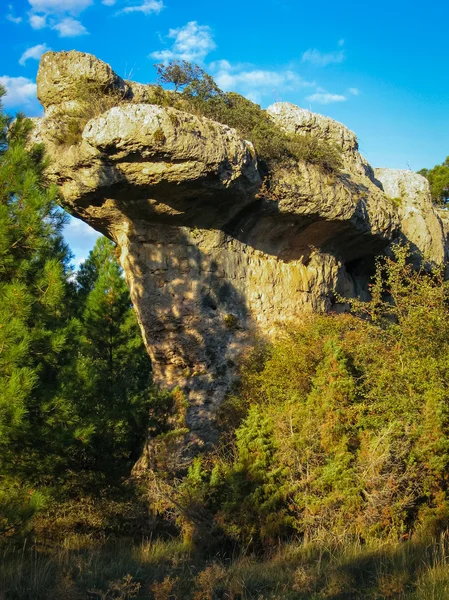 Unique rock formations in enchanted city of Cuenca, Castilla — стоковое фото