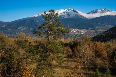 Peloponnese, Yunanistan Stimfalia Gölü yakınındaki dağ manzarası