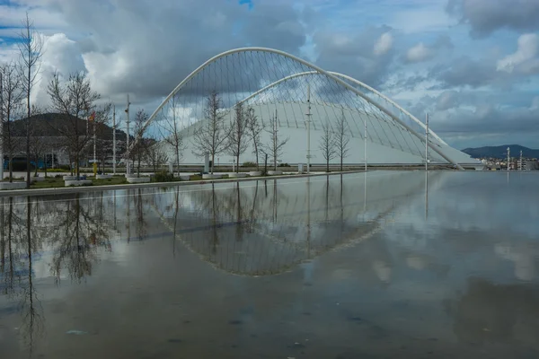 Olimpic complex in Athens with reflections in the lake — Stock Photo, Image