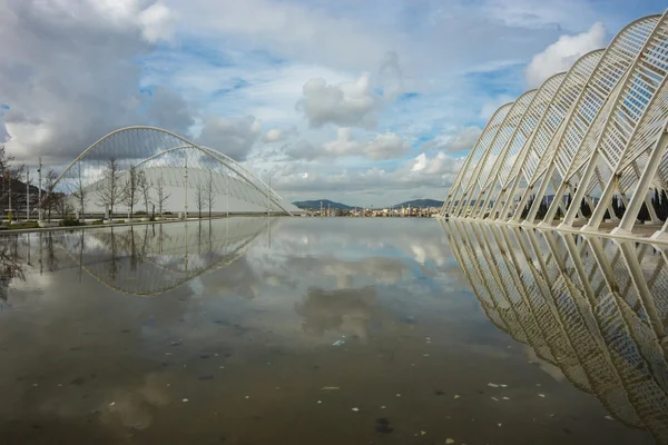 Olimpic complex in Athens with reflections in the lake — Stock Photo, Image