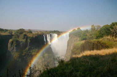 Zambiya 'daki Victoria Şelalesinde gökkuşağı