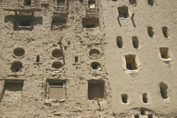 Muro Esterno Della Casa Torre Mattoni Fango Shibam Yemen — Foto Stock