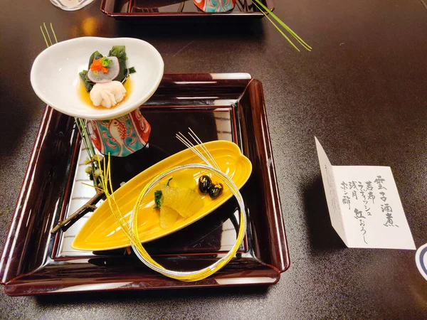 Een Schotel Van Een Traditioneel Multi Motie Japans Diner Kaiseki — Stockfoto