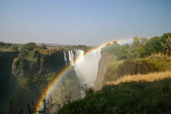 Arcobaleno Victoria Falls Zambia — Foto Stock