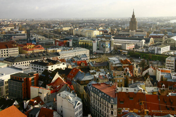 Riga, Latvia - Nov 15, 2006: View of around Riga Central Station from old town