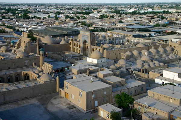 Pohled Ichan Kala Obehnané Vnitřní Město Města Khiva Uzbekistán — Stock fotografie