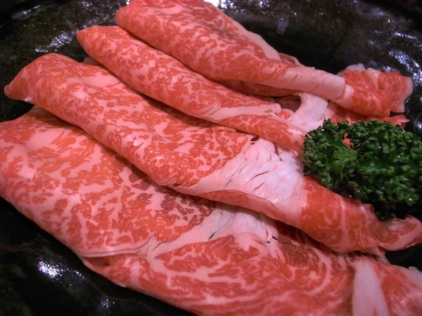 Carne Vită Japoneză Wagyu Înaltă Calitate Pentru Sukiyaki — Fotografie, imagine de stoc