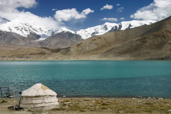 Lago Karakul Sulla Karakoram Highway Altopiano Pamir Nello Xinjiang Cina — Foto Stock