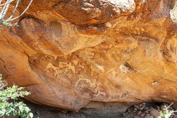 Ancient rock painting on the back of a large rock in Laas Geel, Somaliland