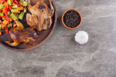 Close up view of delicious grilled chicken meat