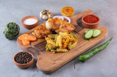 Close up view of delicious grilled chicken meat