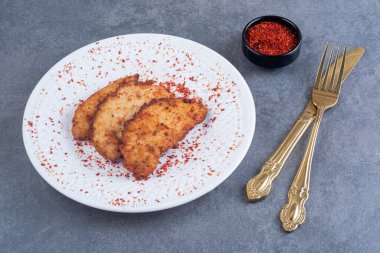 Close up view of delicious grilled chicken meat