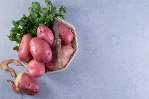 Frische Bio Kartoffeln Auf Grauem Hintergrund — Stockfoto