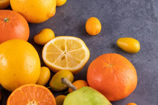 Fondo Frutas Cítricas Frescas Concepto Alimentación Saludable — Foto de Stock