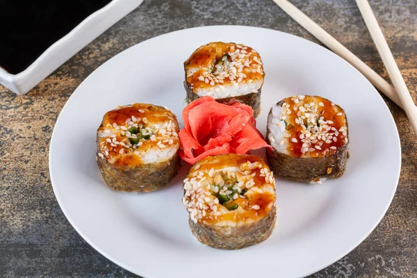 Delizioso Sushi Tradizionale Asiatico Cibo Concetto — Foto Stock