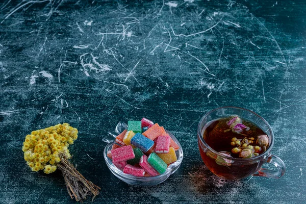 Thé Fait Maison Avec Des Fleurs Séchées Bonbons Bonbons — Photo