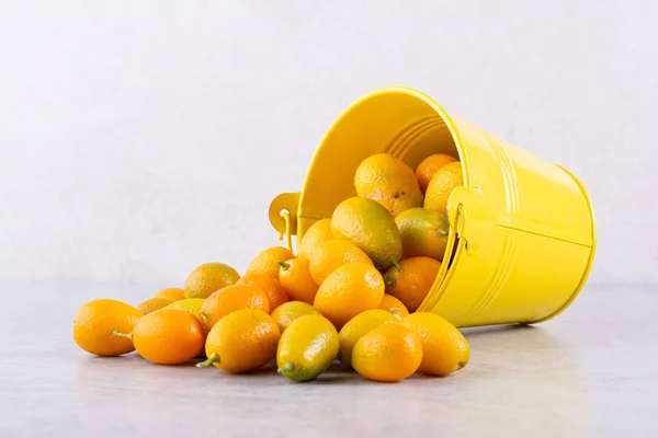 Vers Kumquat Fruit Keukentafel Vrije Ruimte Voor Tekst — Stockfoto