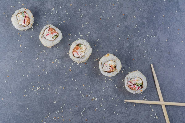 Delicioso Sushi Concepto Comida Japonesa — Foto de Stock