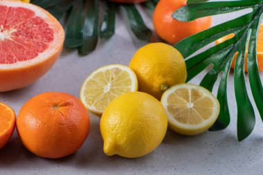 Taze narenciye arkaplanı. Sağlıklı yeme kavramı