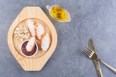Close up view of delicious grilled chicken meat