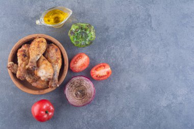 Close up view of delicious grilled chicken meat