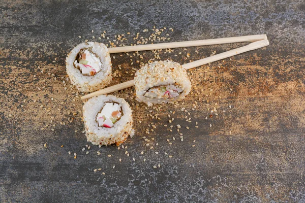Pyszne Sushi Japońska Koncepcja Żywności — Zdjęcie stockowe