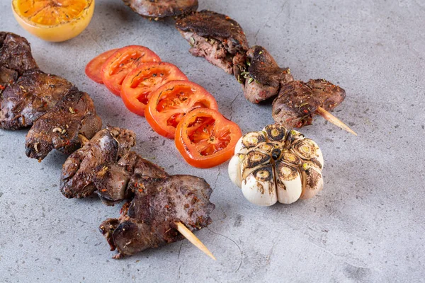 Gegrilltes Hühnerfleisch Mit Gemüse Und Gewürzen — Stockfoto