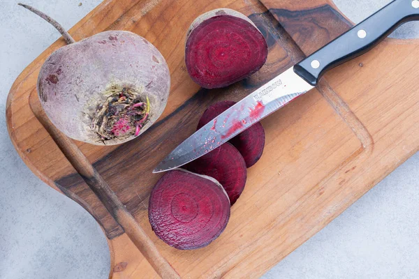 Fresh Organic Purple Beetroots Grey Table — Stock Photo, Image