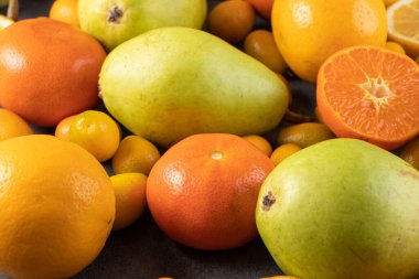 Taze narenciye arkaplanı. Sağlıklı yeme kavramı