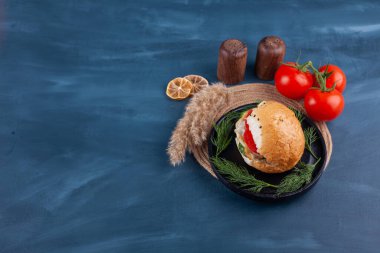 delicious healthy breakfast with  sandwich on kitchen table