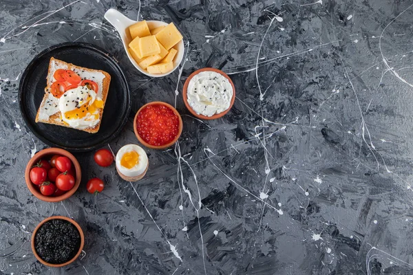 Morning Breakfast Placed Marble Background High Quality Photo — Stock Photo, Image