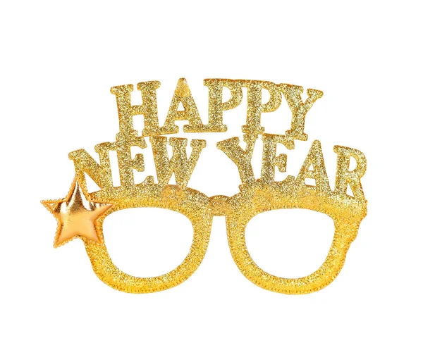 白で隔離された面白い新年の黄金の眼鏡,装飾要素, clipart — ストック写真