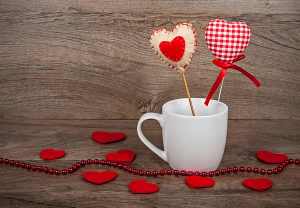 Taza de café con corazones — Foto de Stock