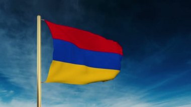 Ermenistan bayrağı kaymak tarzı. Bulut arka plan animasyon galibiyetle sallayarak