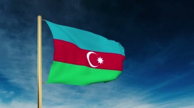 Azerbaycan bayrağı kaymak tarzı. Bulut arka plan animasyon galibiyetle sallayarak