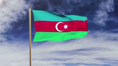 Azerbaycan bayrağı rüzgarda sallayarak. Yeşil ekran, Alfa mat. Loopable animasyon