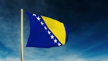 Bosna-Hersek bayrağı kaymak tarzı. Bulut arka plan animasyon galibiyetle sallayarak