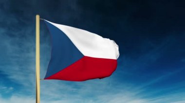 Çek Cumhuriyeti bayrağı kaymak tarzı. Bulut arka plan animasyon ile rüzgarda sallayarak