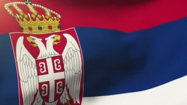 Sırbistan bayrağı rüzgarda sallayarak. Güneş döngü stil yükselir. Animasyon döngüsü